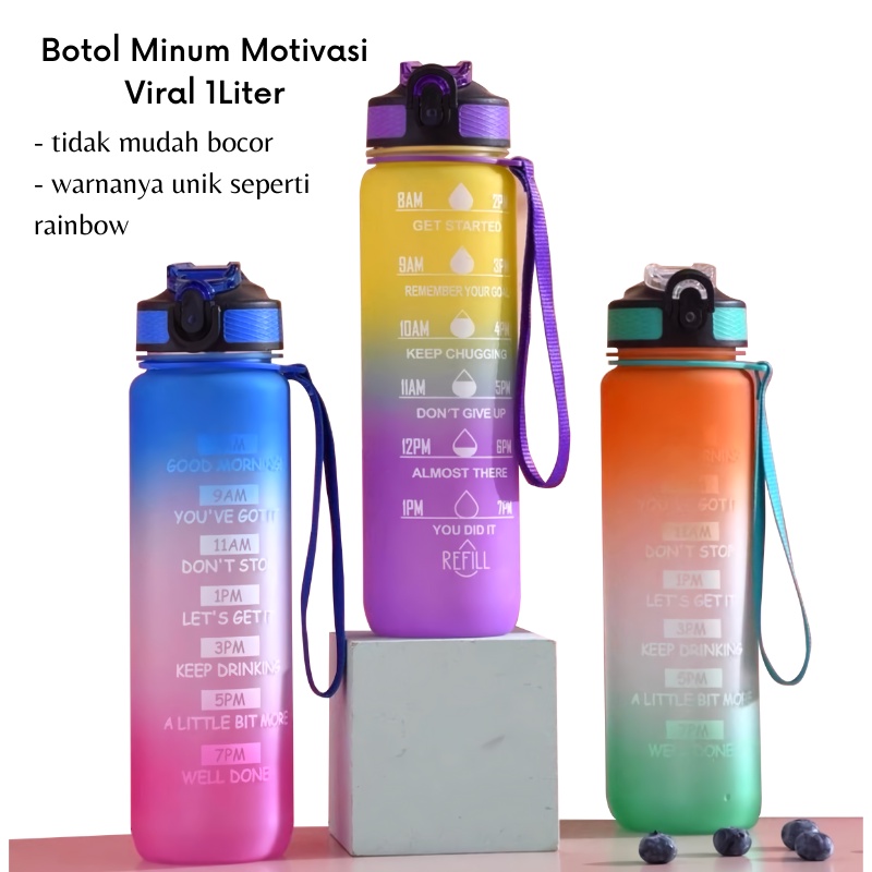 ADK -E101-Botol Air Motivasi 1liter - Botol Motivasi 1 Liter - Tempat Air Minum Tritan Olahraga Vira