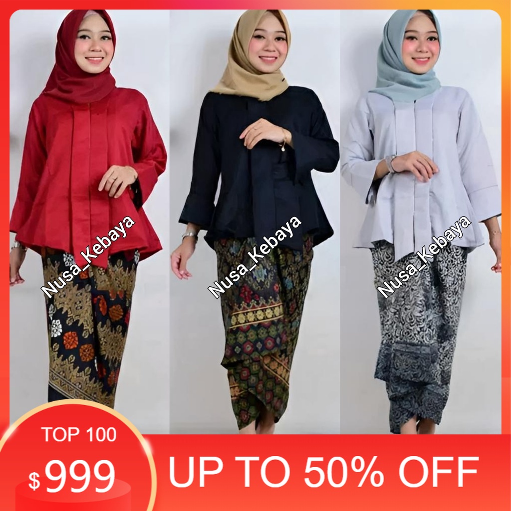 (COD)Setelan Kebaya Kutubaru Floy Baloteli / Stelan Kebaya Katun / Set Kebaya Kutubaru Kartini Floy 