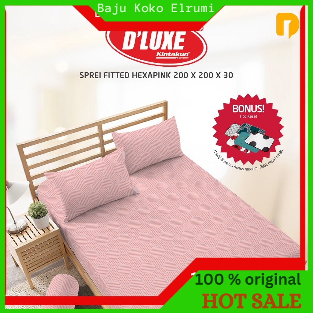SPREI PREMIUM LUXURY KINTAKUN | KINTAKUN SPREI FITTED HEXAPINK 200 X 200 X 30 | UKURAN 200 X 200 X 3