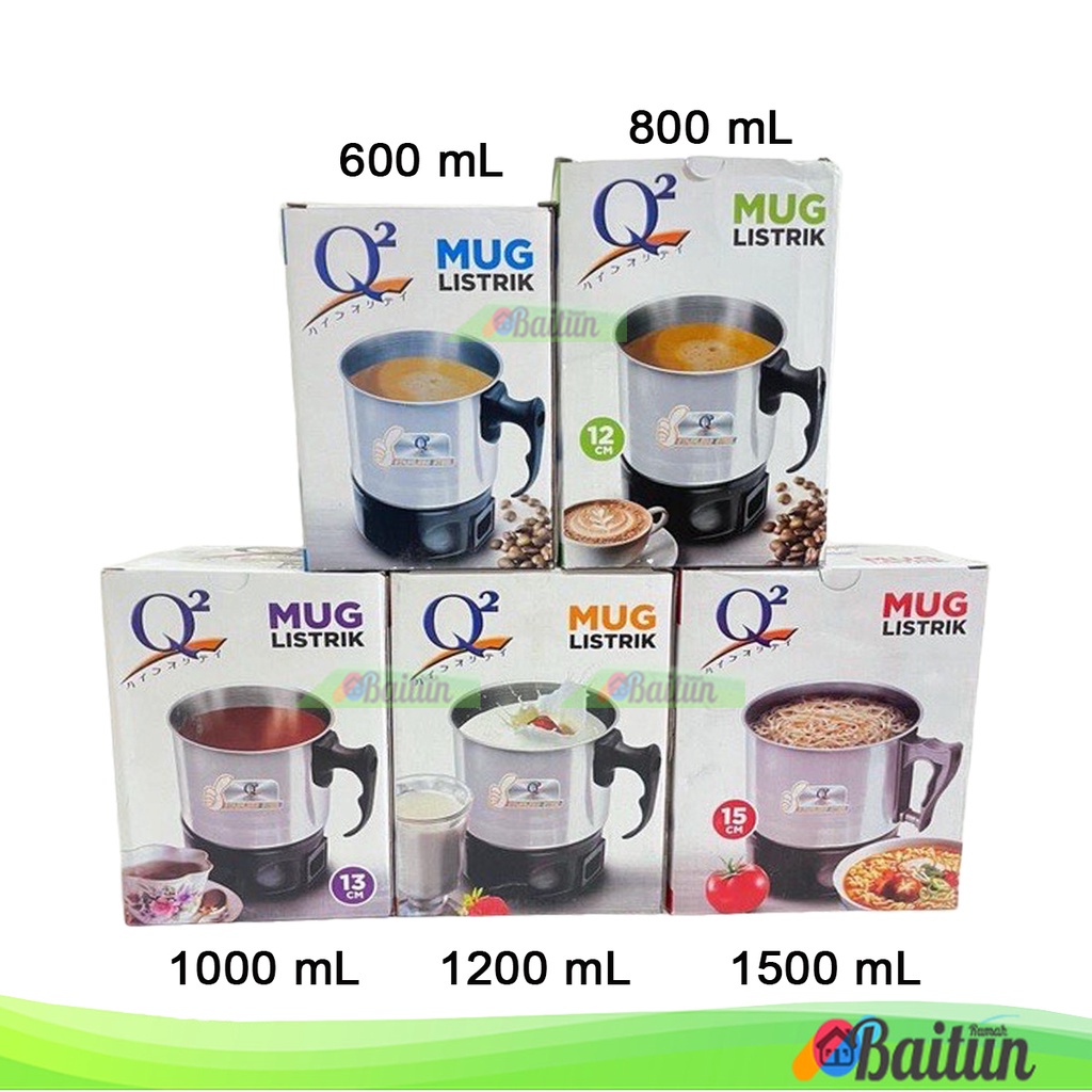 Baitun Mug Teko Listrik Pemanas Air Serbaguna Q2 / Alat Masak Elekrik Panci Listrik Mini 1 Liter 11c