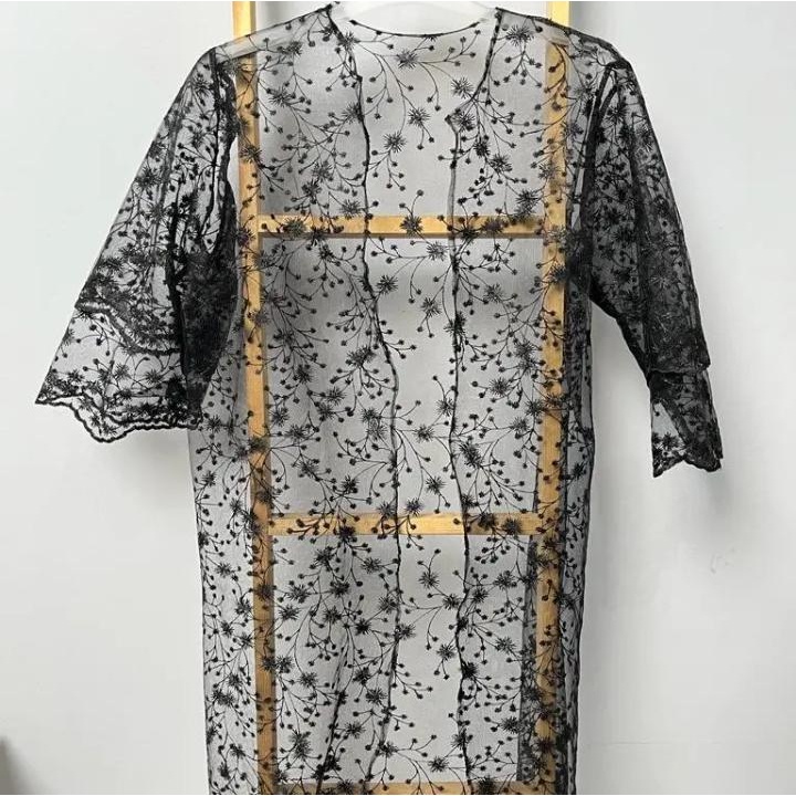 OUTER BRUKAT KEBAYA MOTIF TILLE AKAR ALL SIZE / BLACK NAVY WHITE LILAC LILAC MUDA DUSTYPURPLE SAGE G