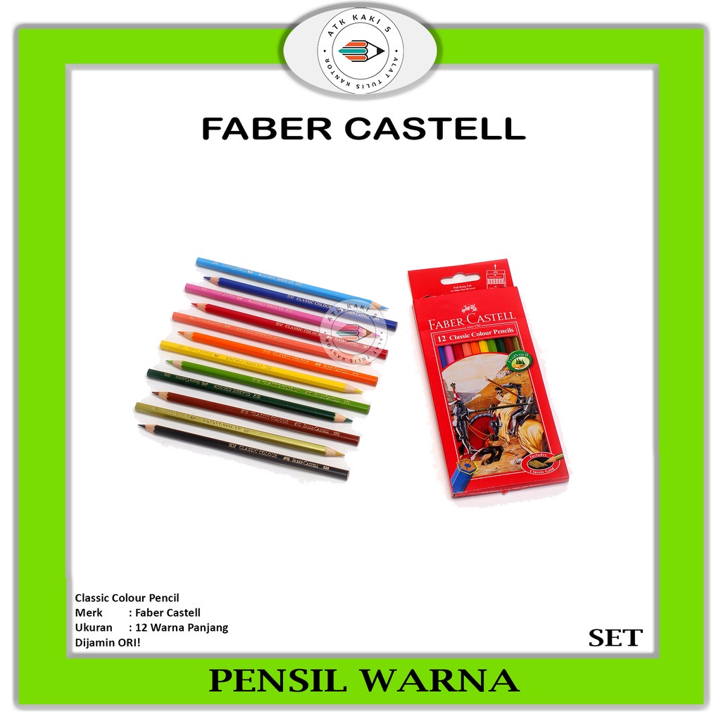 

FABER-CASTELL - Classic Colour Pencils - Pensil Warna 12 Panjang - Pack