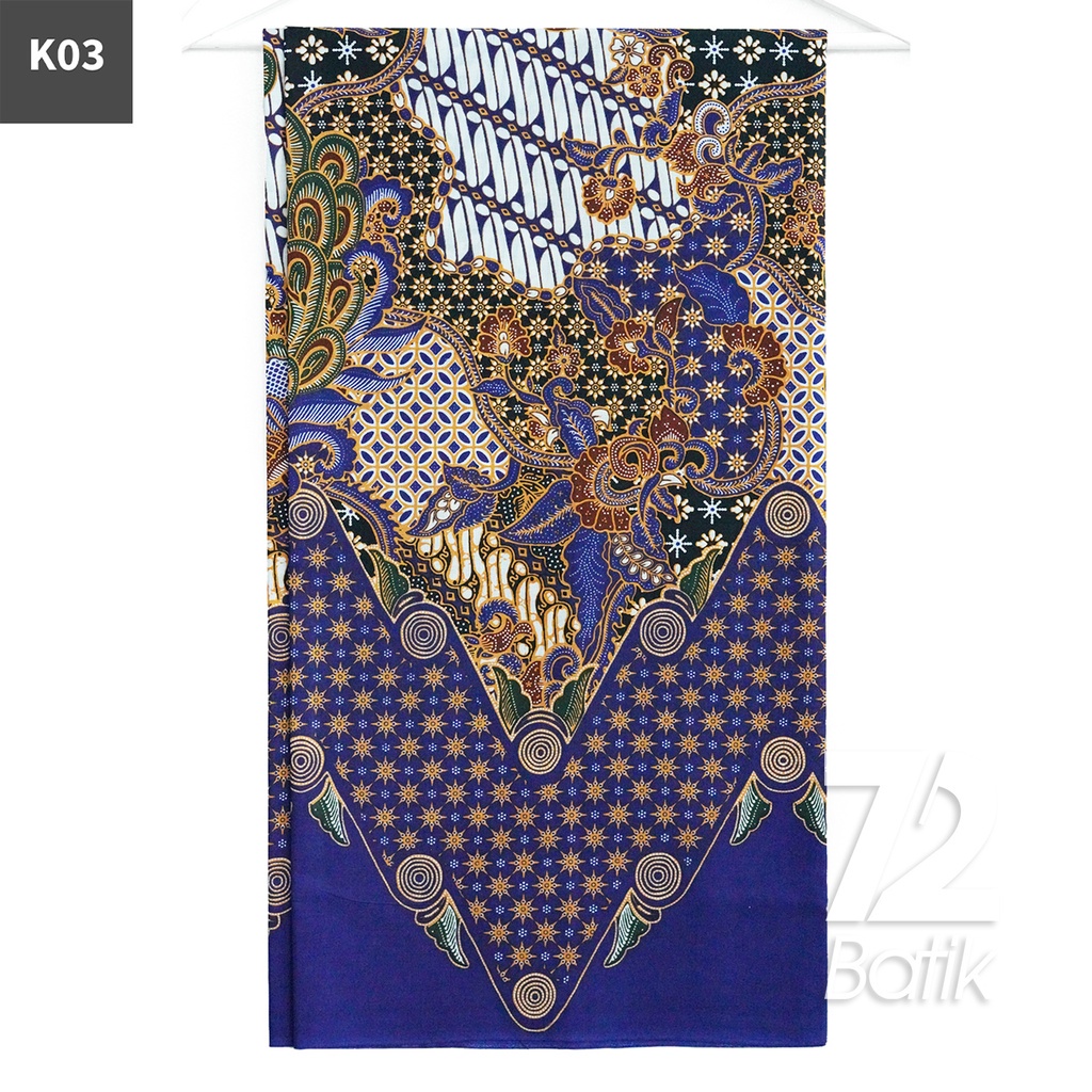 72 Batik - Kain Batik Bahan Katun Motif Sekar Jagad Roll Ungu Biru 722761