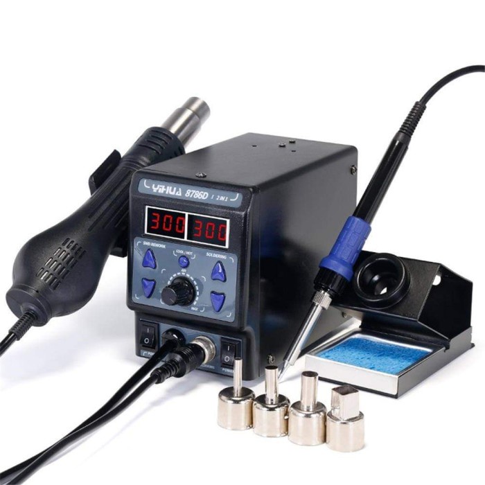 YIHUA 8786D Blower Soldering Heat Gun Solder Station 2 in 1 Repair Kit