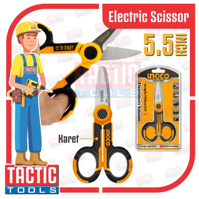 

INGCO Gunting Kabel Elektrik 145mm Stainless Steel Electrician Scissor