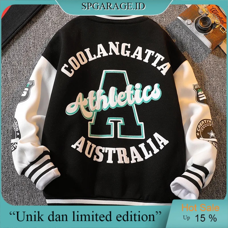 FOREVER Jaket Anak Ja'ket Baseball Jacket Versity Jeket Kekinian Anak 8-10 Tahun Koreaan Style Outer