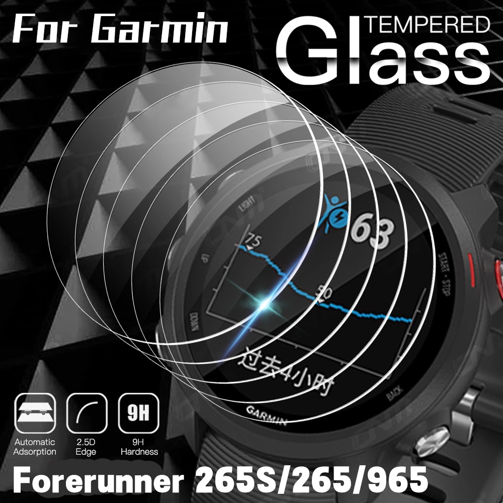 1pc Tempered Glass Untuk Garmin Forerunner 265S 265 965 Pelindung Layar Anti Gores 9H Clear Full Cover Film Smart Watch Aksesoris