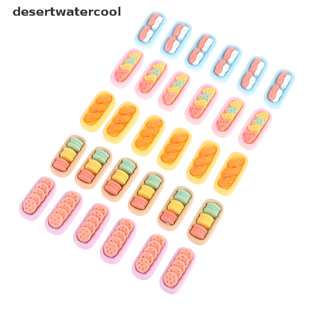 Deid 6Pcs 1: 12rumah Boneka Mini Dessert Tray Macaroon Sushi Roti Biskuit Keju Dekorasi Martijn