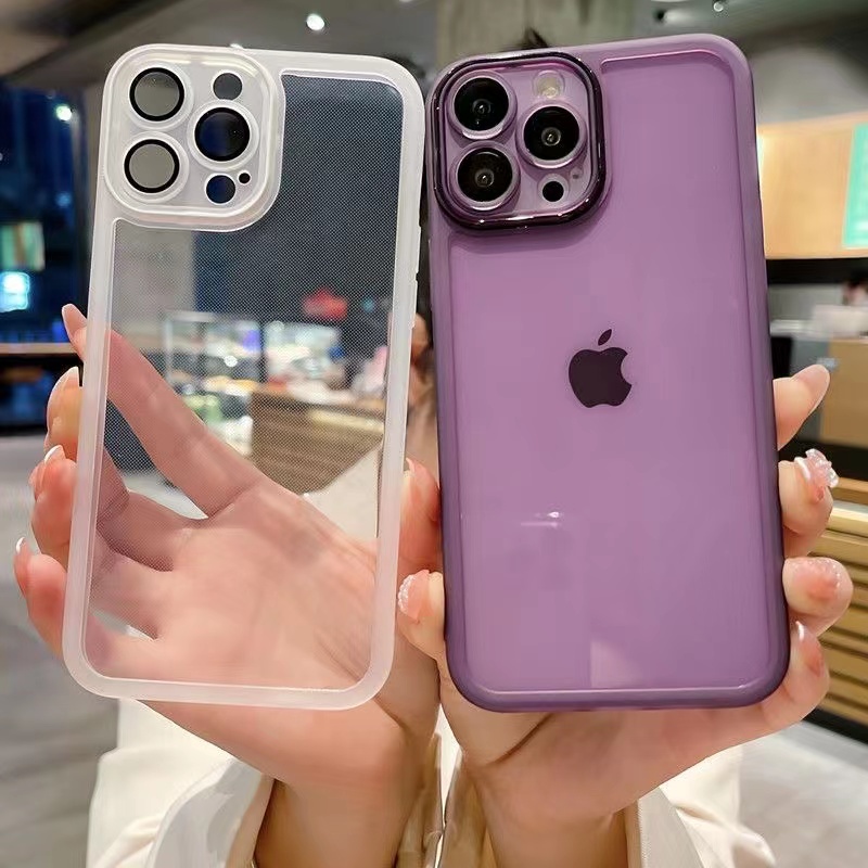 Film Lensa Mandiri Casing Ponsel Silikon Lembut Iphone 11 12 13 14 Pro Max Plus X Xs Max Xr 78 Plus SE 2020 Shockproof Case Cover
