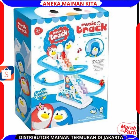 Mainan Track Tangga Berjalan Bebek / Penguin Memanjat Dengan Musik BerLampu Mainan Bayi Edukasi Anak