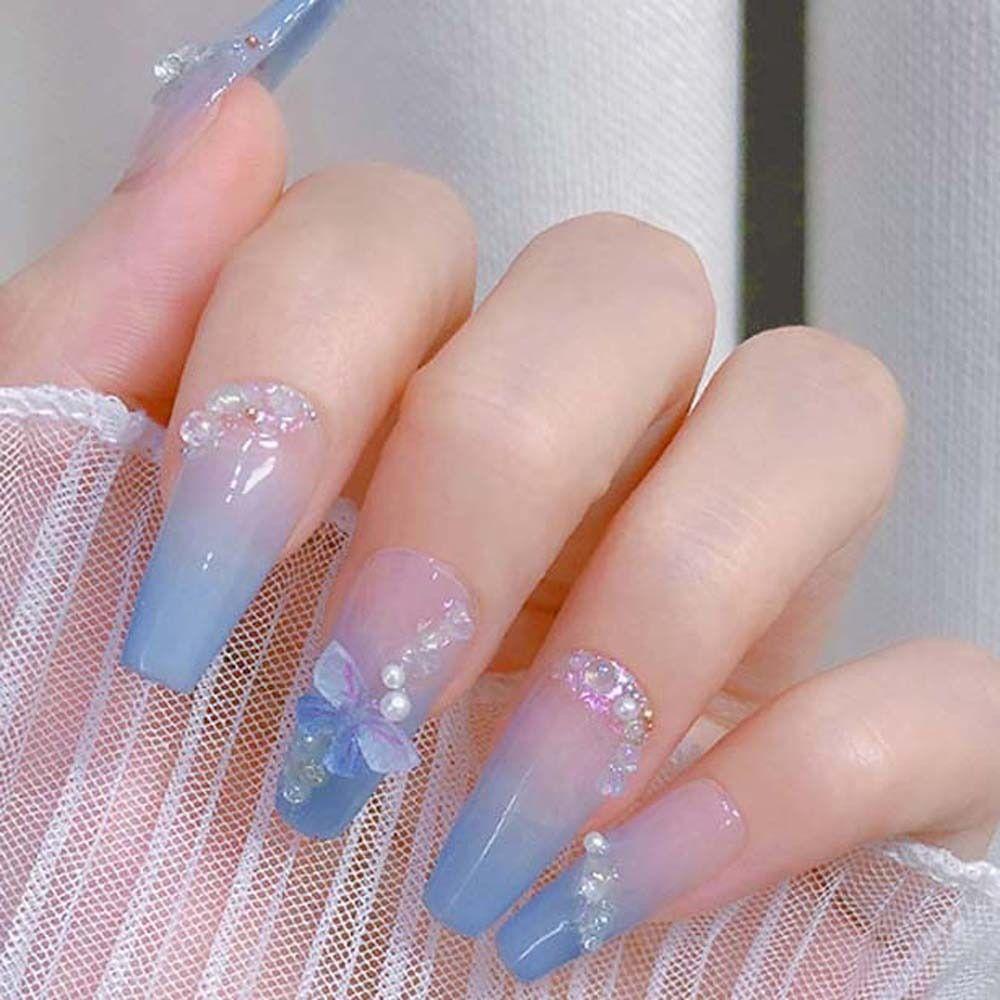 AUGUSTINA Agustina Kupu-Kupu Dekorasi Kuku Fashion Ins Gaya Mutiara Kuku Charms Manicure Aksesoris Nail Ornament Nail Jewelry