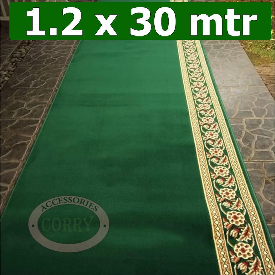 Karpet Mesjid Sholat Sajadah Hijau 1.2 X 30 Meter Panjang Mushola