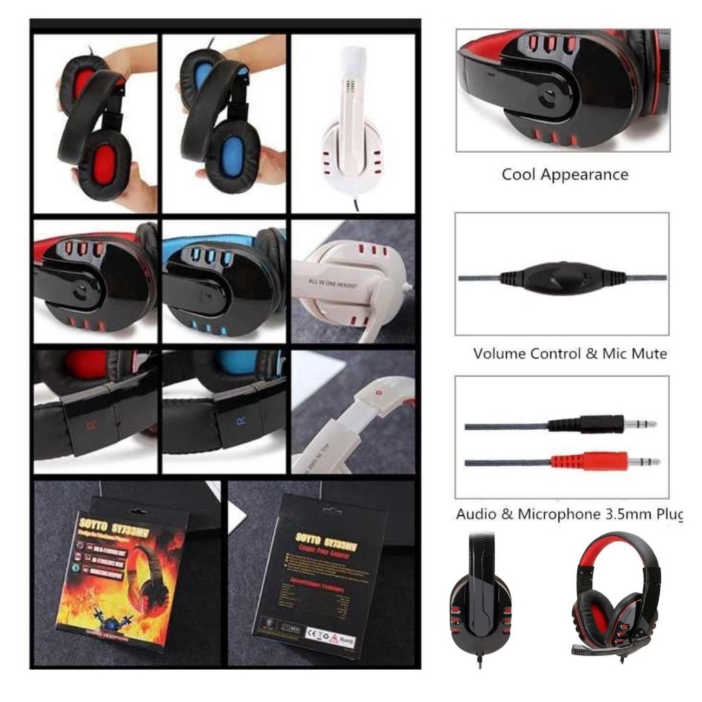 Hardcore Gamers Gaming Headphone Headset with Mic SY733MV