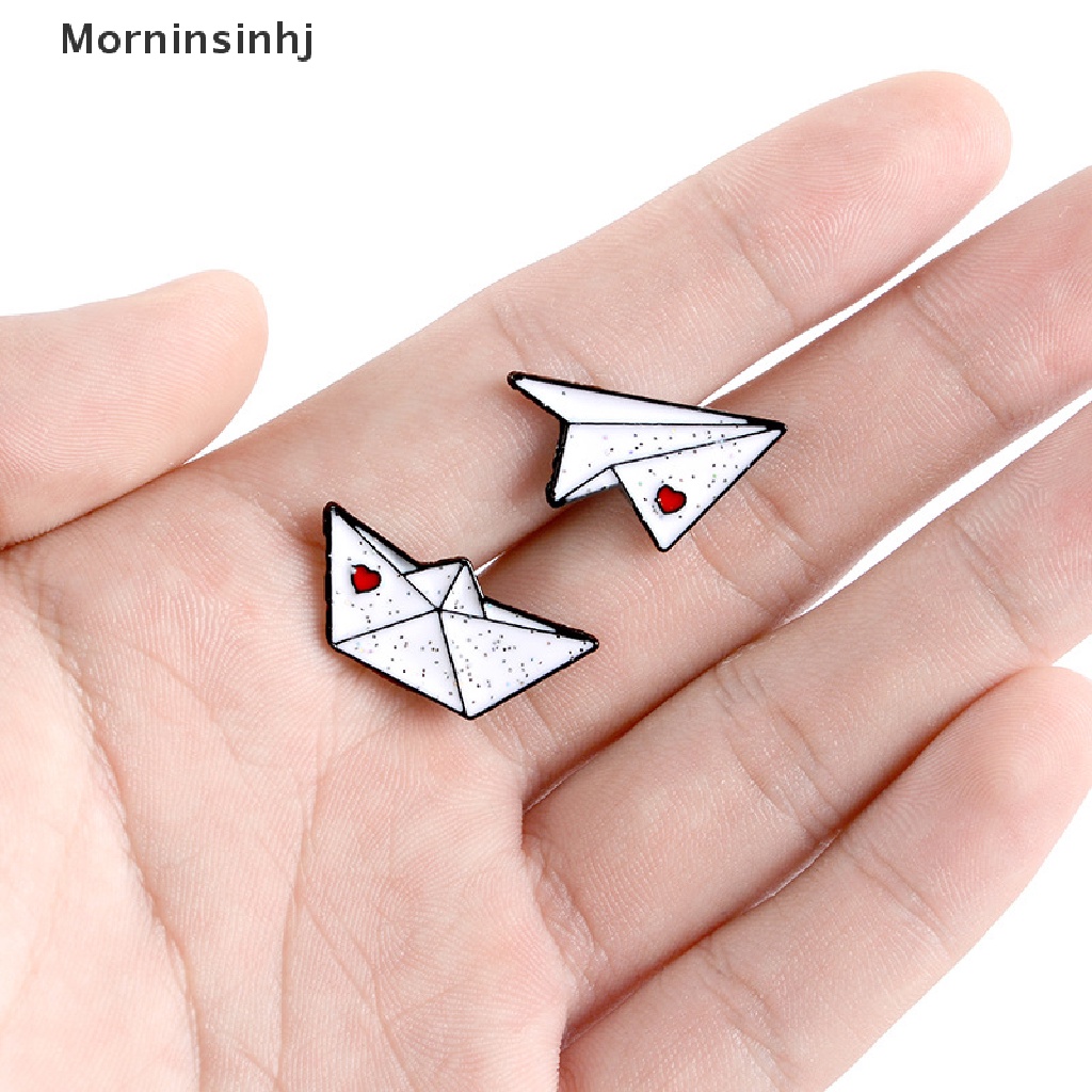 Mornin Pesawat Kertas Perahu Enamel Pin Cinta Bros Kerah Pin Baju Tas Pesawat Feri Lencana Mini Perhiasan Hadiah id