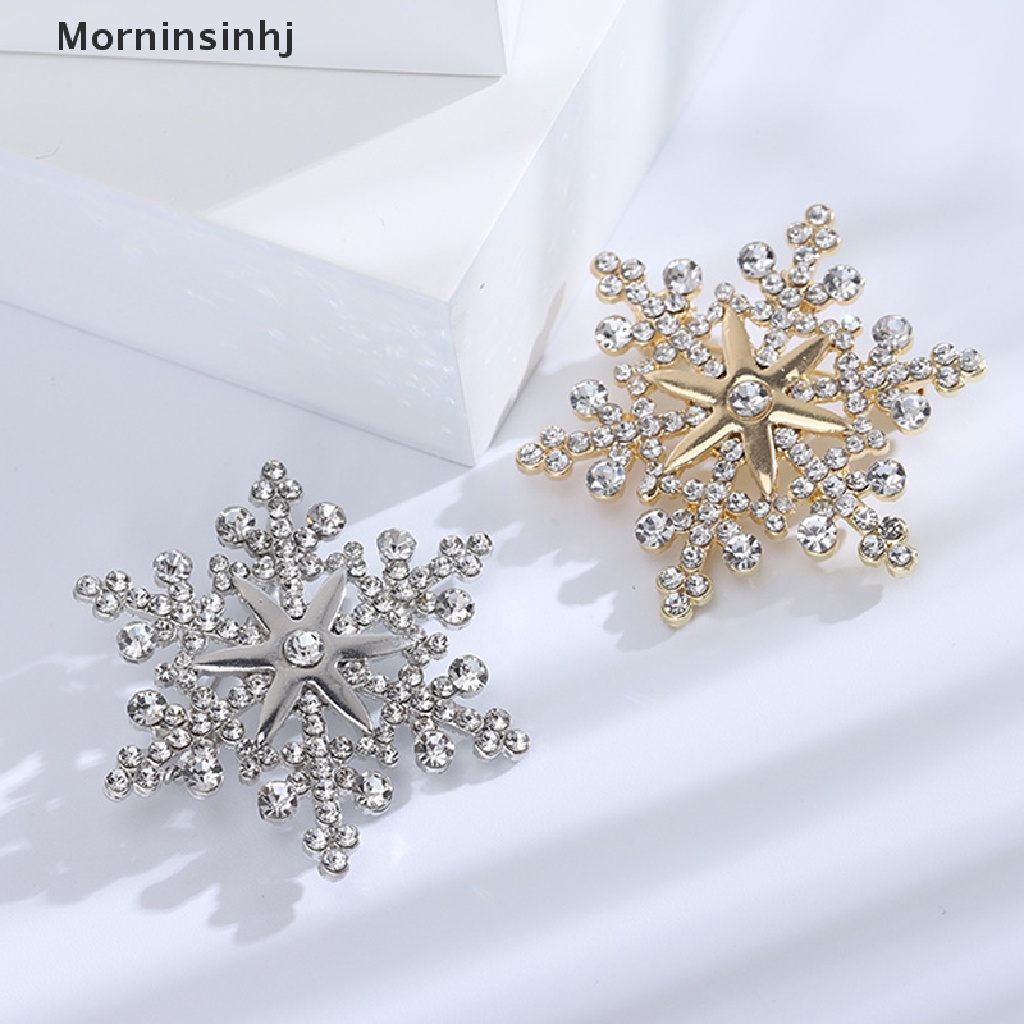 Mornin Fashion Pin Menawan Kristal Berlian Imitasi Bros Natal Snowflake Bros Natal Bros Hadiah id