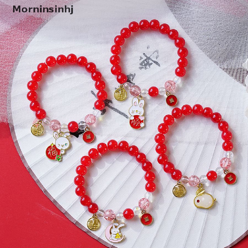 Mornin Baru Trendi Keberuntungan Ch Gelang Manik-Manik Merah Vintage Kelinci Gelang Untuk Wanita Lucu Liontin Gelang Gadis Fashion Perhiasan id