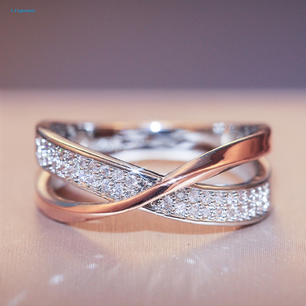 Lilyscent Cincin Alloy Two-Tone Untuk Dekorasi Harian Two Tone Plating Shiny X Ring Charming