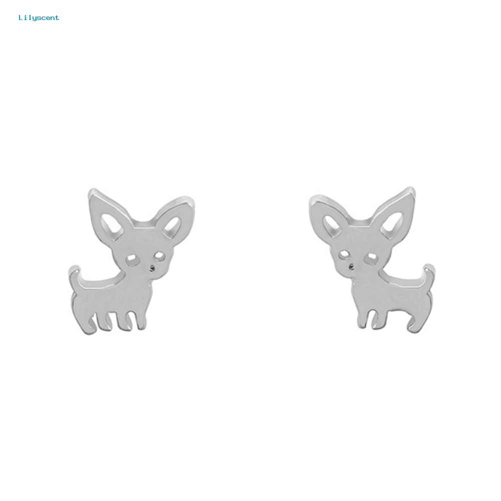 Lilyscent Fashion Wanita Chihuahua Stud Earrings Lucu Telinga Anjing Studs Piercing Perhiasan Hadiah