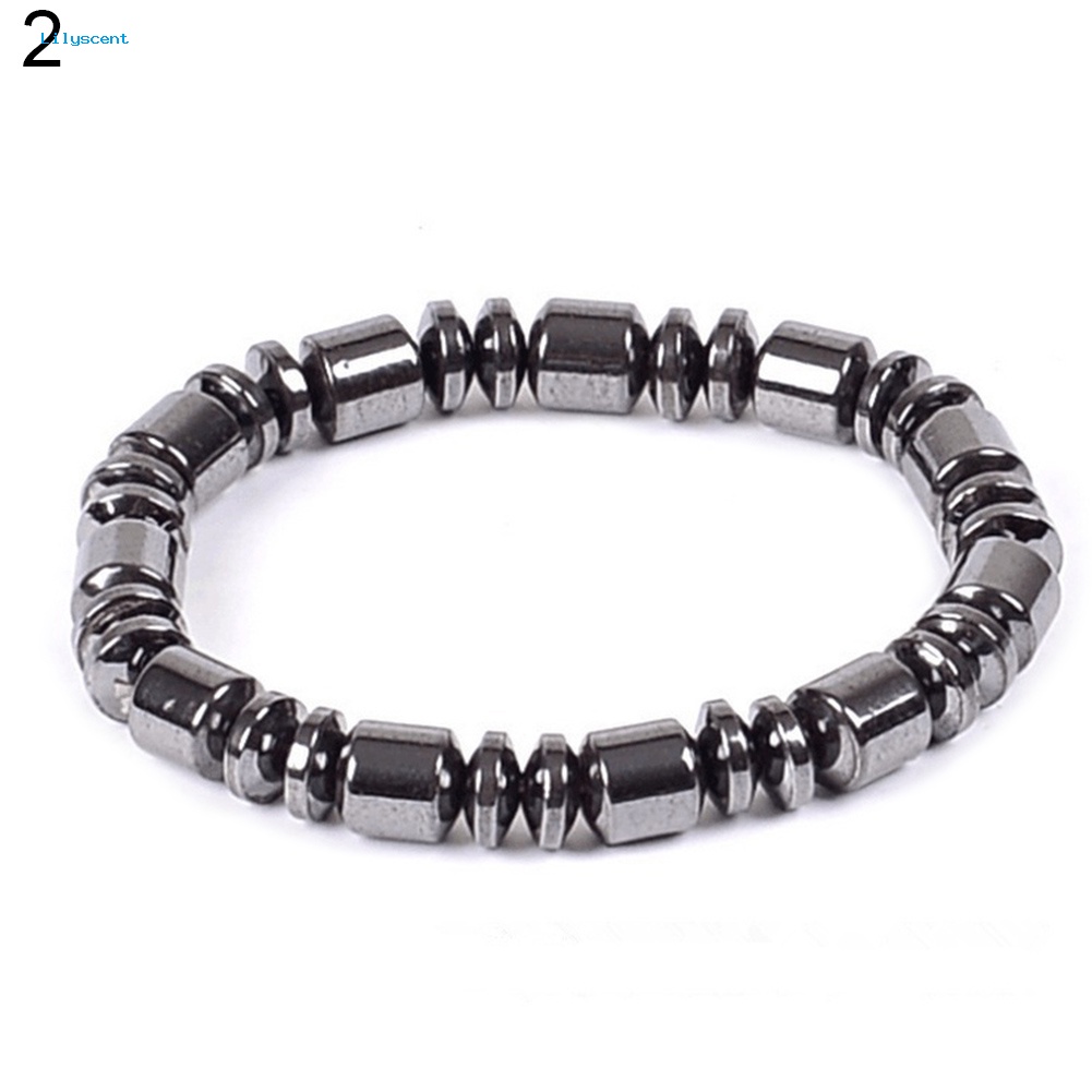 Lilyscent Biomagnetic Multi-shaped Black Hematite Stone Gelang Magnet Kesehatan Penurunan Berat Badan