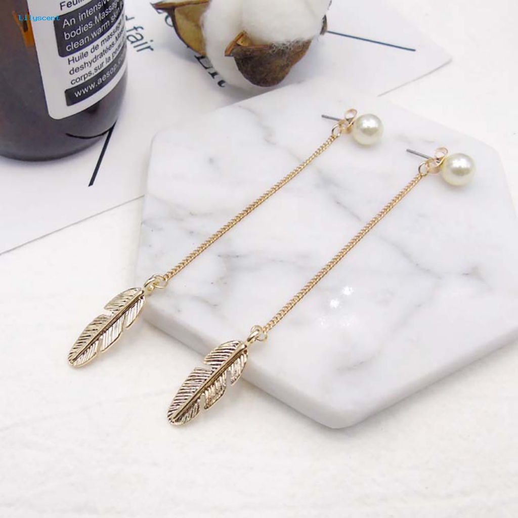 Anting Tetes Bahan Alloy Lilyscent Untuk Gadis Pearl Earing Mudah Digunakan