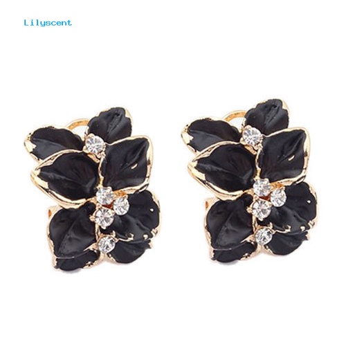 Lilyscent Panas Elegan Wanita Gardenia Bunga Berlian Imitasi Ear Stud Earrings Perhiasan Hadiah