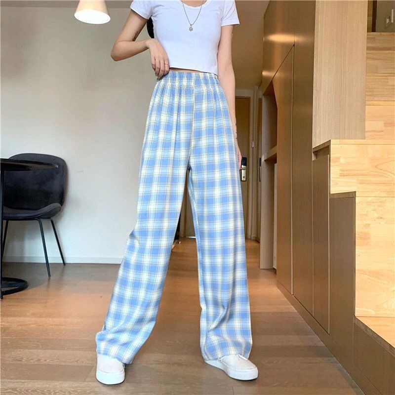 GROSIRTAS TG1688 Loose Pants Wanita Kotak Kotak Import Kulot Style Korean Terbaru