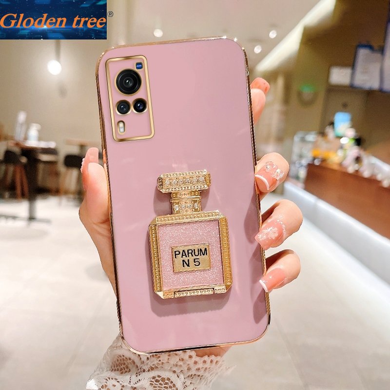 Gloden tree Casing Case Untuk Vivo X80 Pro X70 Pro 5G X60 Pro Case Dengan Botol Parfum Kickstand Lipat Cakupan Penuh Kamera Case