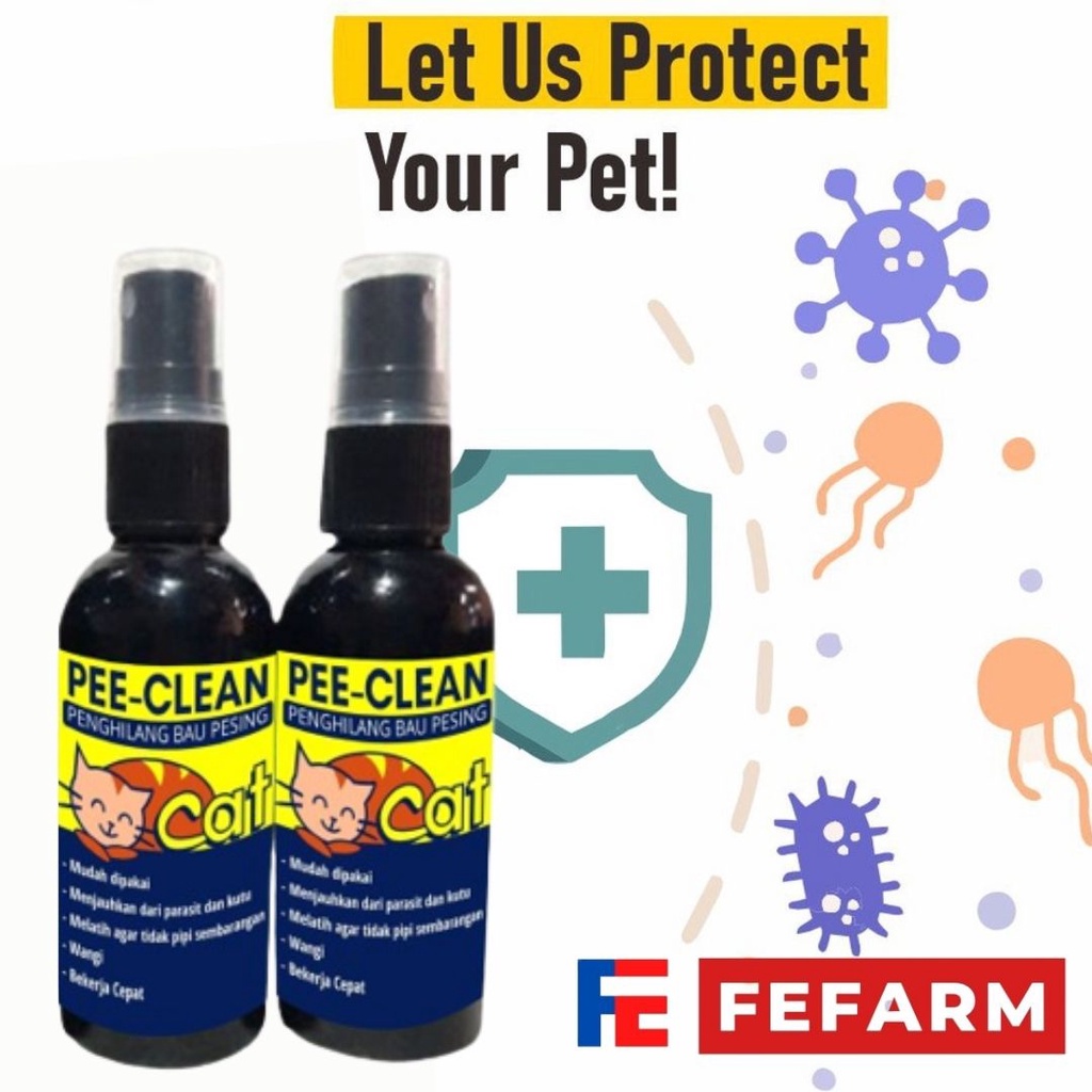 Penghilang Bau Pesing BAB Kelinci Kucing Anjing Pewangi Kandang PEE CLEAN - 60 ml