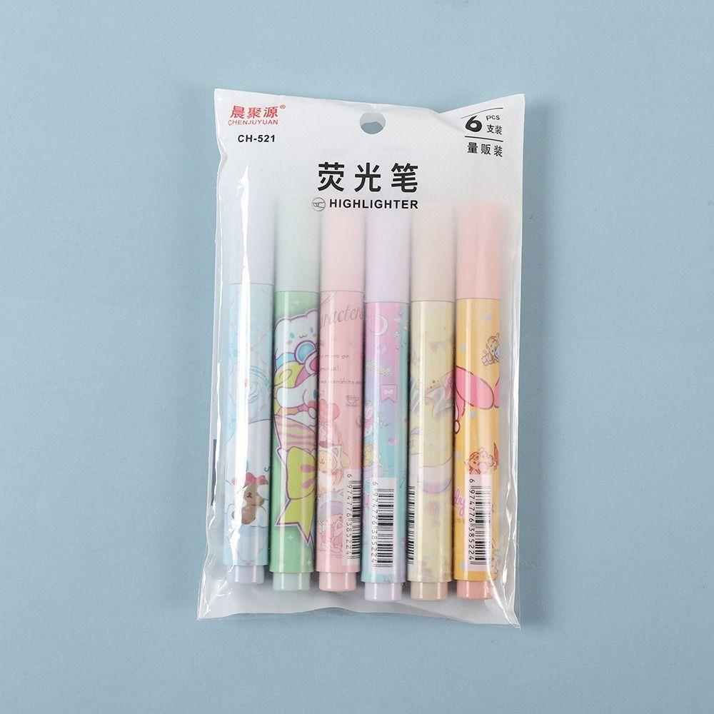 Fishstick Stabilo Pen Set 6pcs /Set Kartun Siswa Stationary Kantor Perlengkapan Sekolah Melodyku Cinnamoroll Keypoints Marker Pen