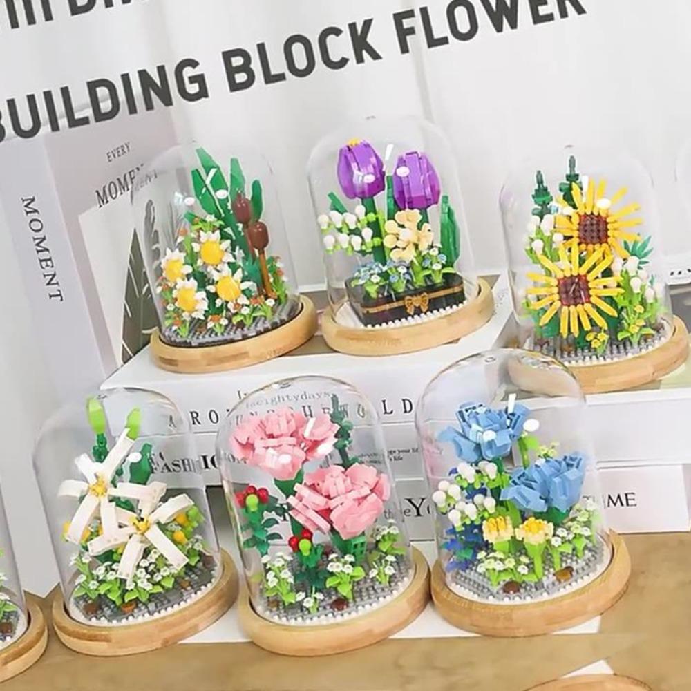 Mxbeauty Ornamen Bunga Blok Bangunan Untuk Anak Mainan Majelis Puzzle Rakitan Diy Tanaman Pot Diy Pot Buket Rumah Ornamen Interaksi Mainan Diy Blok Bangunan