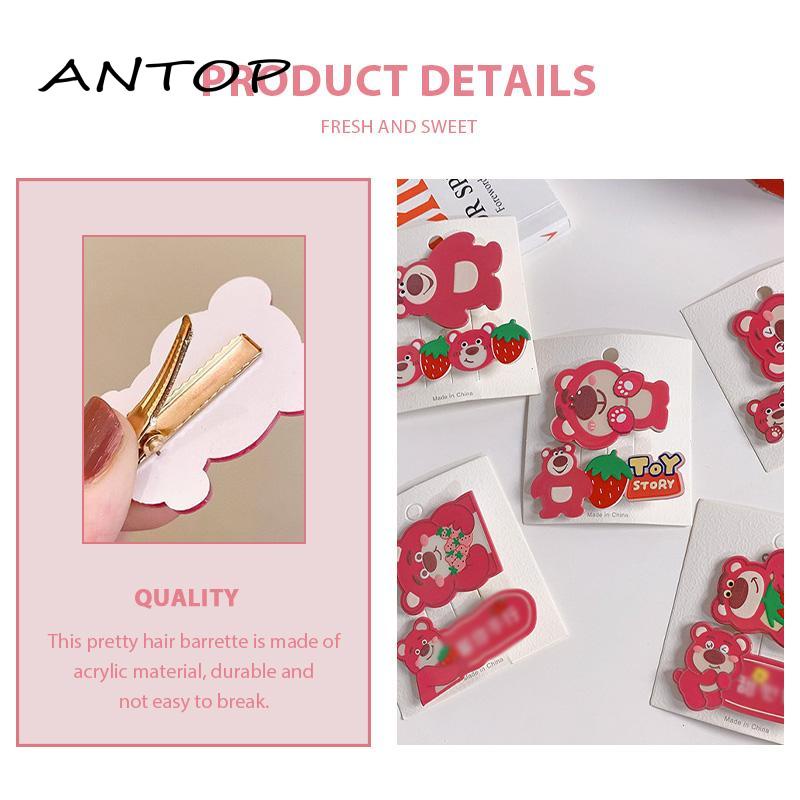 [Antop Termurah] Fresh Sweet Strawberry Bear Set Jepit Rambut Duckbill Clip Rambut Patah Klip Poni Samping