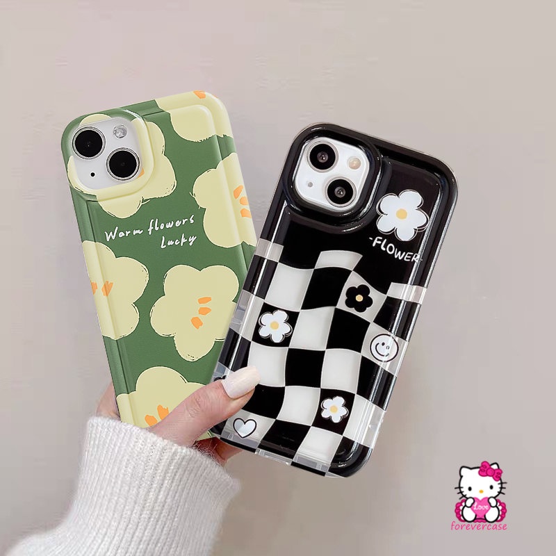 Casing Motif Kotak-Kotak Bunga Keberuntungan Untuk Vivo Y22 Y35 Y93 Y20 Y02 Y16 Y02s Y15 Y12i Y91C Y15s Y30 Y33s V25 V25E Y15A Y22s Y12s Y12 Y11 Y17 Y21 Y20i Y21s Y91 Y50 Y95 Airbag Soft Cover