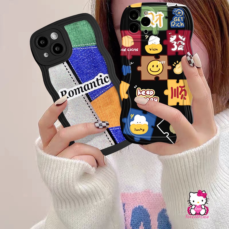 Casing Smile Splicing Kreatif Romantis Realme C53 C33 C11 C25Y C25s C30 C21Y C25 8 8i 7i 5i C20 8Pro C20A 7 10 9i C12 C35 5 6i C15 5s 9Pro+ 9 C3 C17 Soft Tpu Wavy Edge Case