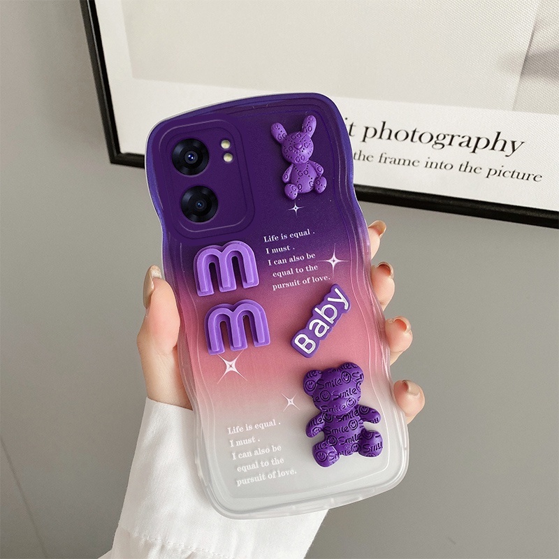 Gloden tree Phone Case Untuk OPPO A57 4G 2022 A57S A57E A77 4G 2022 A77S Casing Ponsel 3D Alphabet Bear Pelindung Kamera Pelindung Penutup Belakang Couple Case