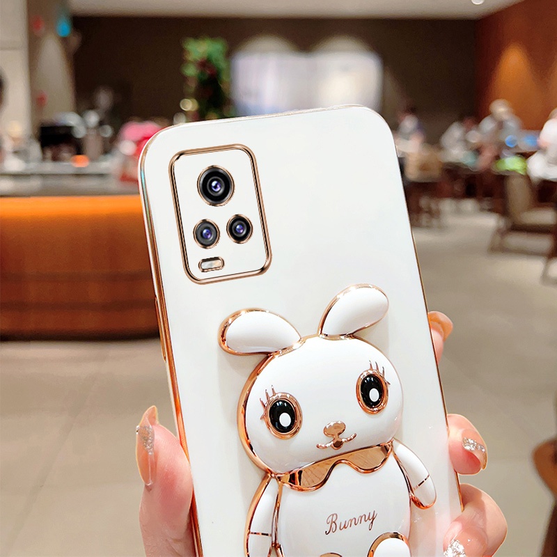 Andyh Case Handphone Untuk Vivo V20 Pro Kartun Lucu Kelinci Kecil Tepi Lurus Soft Shell Mengirim lanyard Silikon