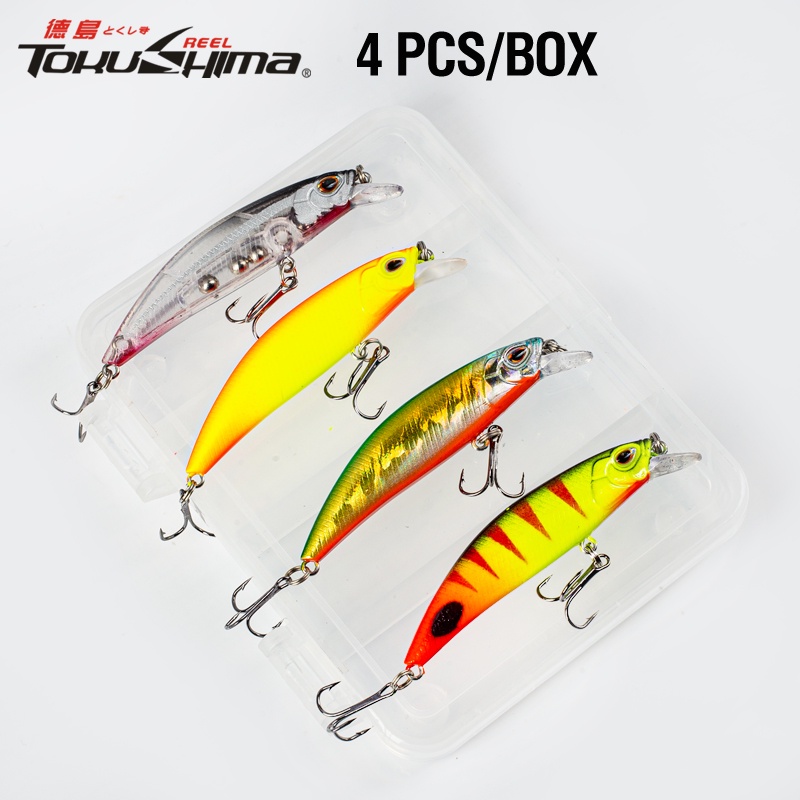 4warna Bass Swimbaits 3D Mata Buatan Memancing Umpan Casting Ikan Kecil Treble Hook 6.8cm/4g Plastik Umpan Keras Deep Minnow Pensil Hard Fishing Lure Set