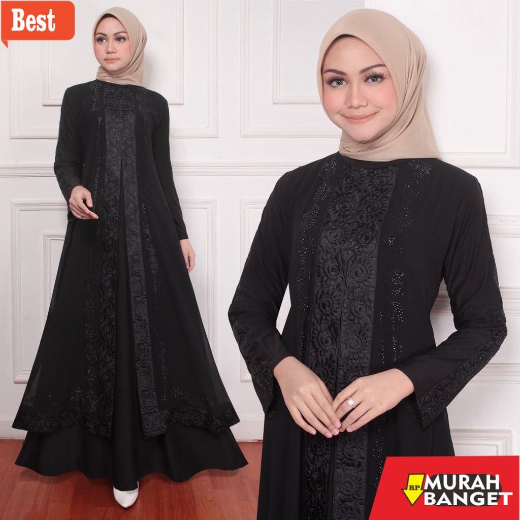 Gaya ala timur tengah di hari raya- LARRISSA - Gamis Abaya Turkey / Baju Muslim / Gamis Kekinian / G