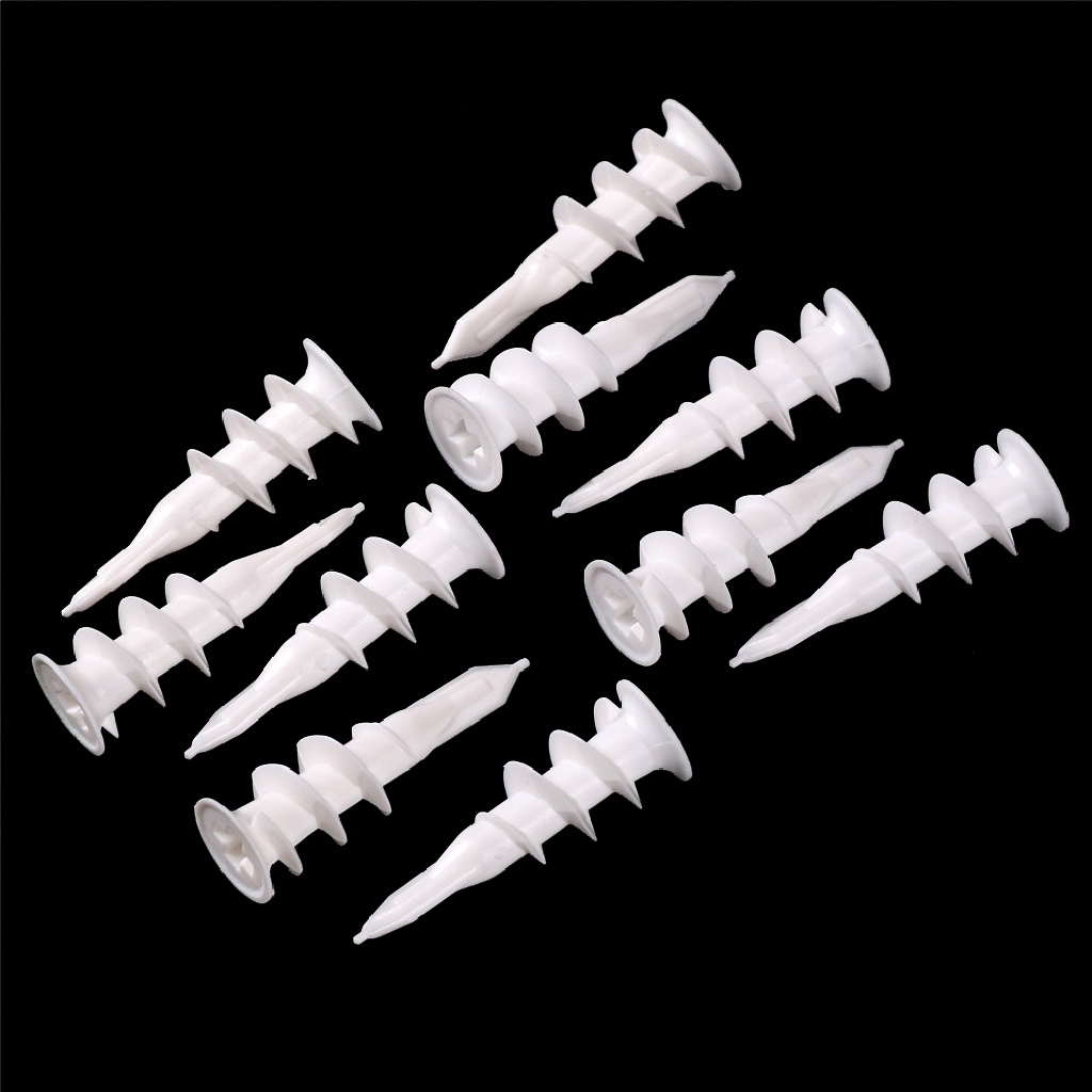 Prt 10pcs Self Drilling Tembok Ulir Drywall Plastik Auger Jangkar PRT