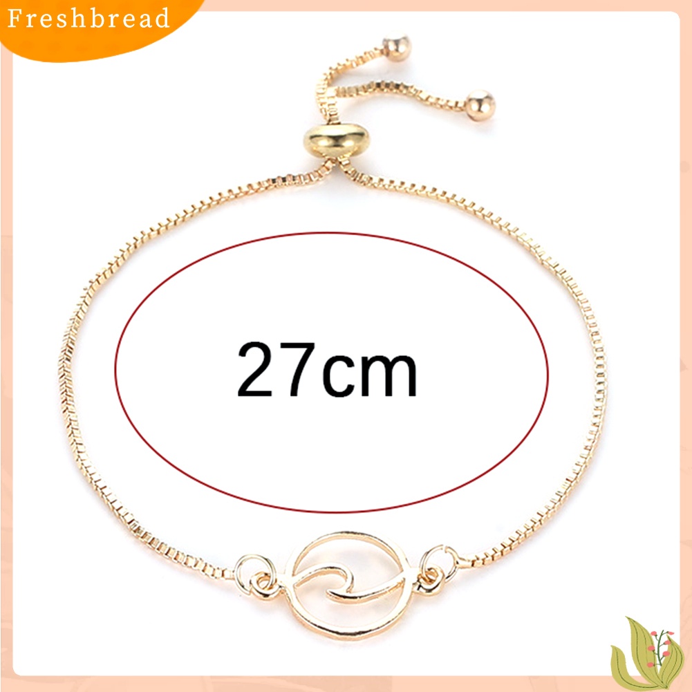 &lt; Freshbread &gt; Adjustable Wanita Mode Berongga Gelombang Pesona Kotak Rantai Gelang Pesta Perhiasan Hadiah