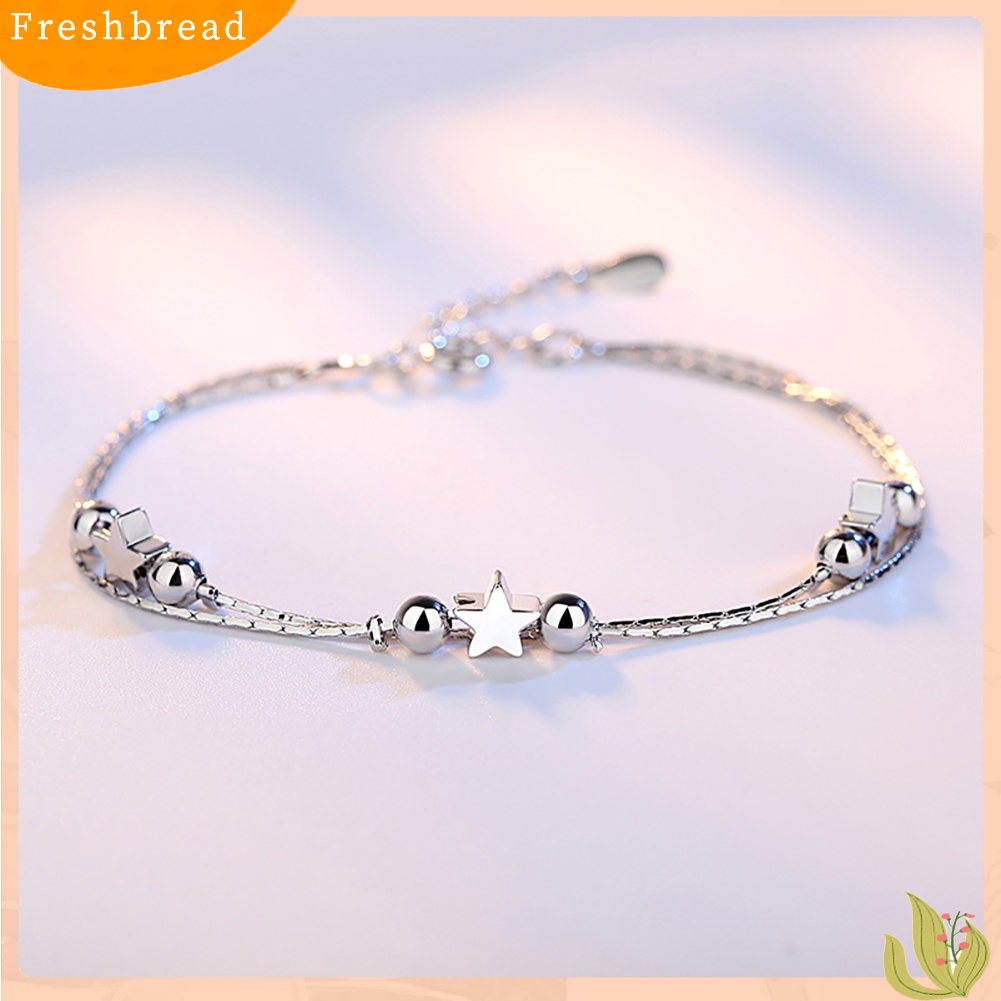 &lt; Freshbread &gt; Fashion Wanita Hati Bintang Manik-Manik Pesona Gelang Bangle Tangan Rantai Perhiasan Hadiah