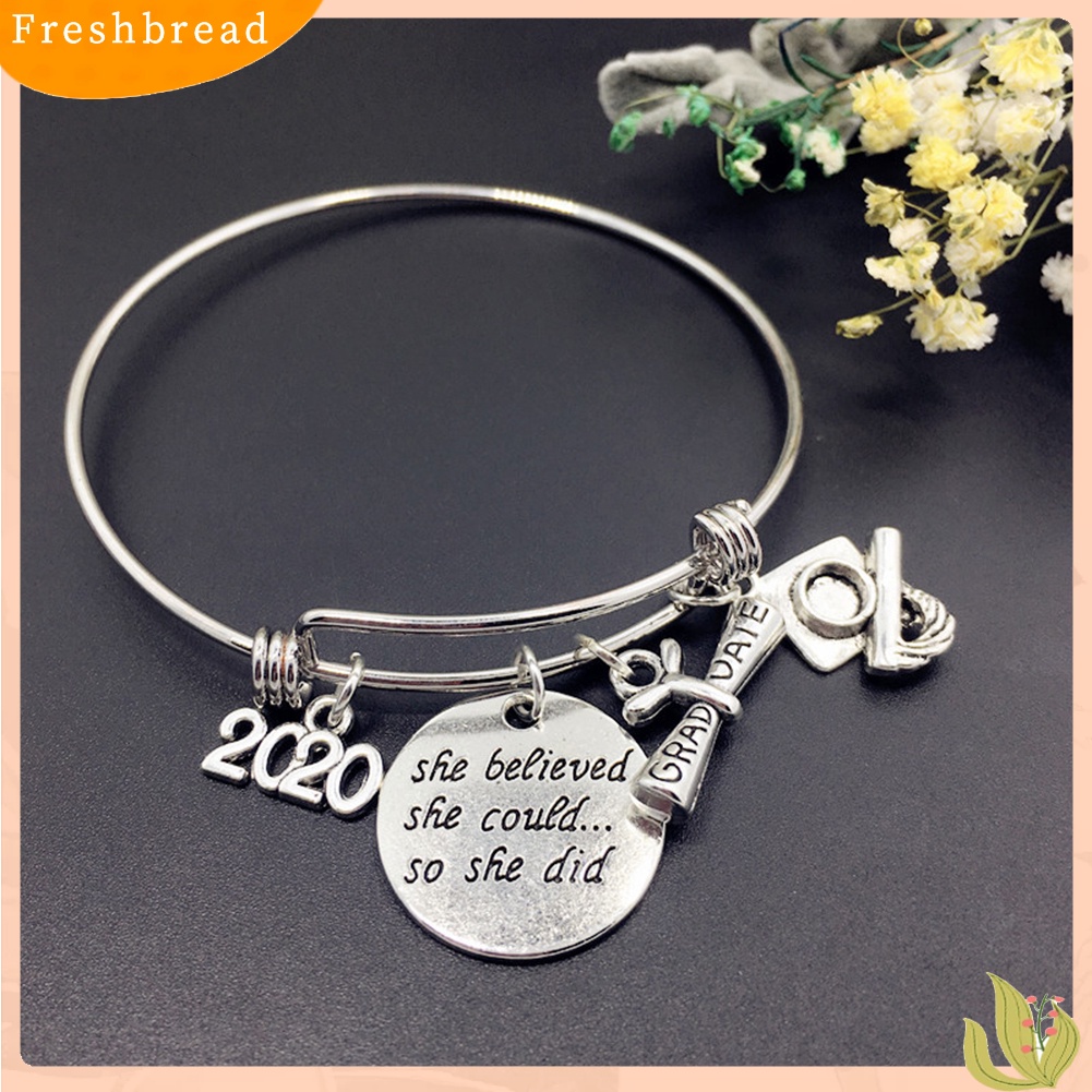 &lt; Freshbread &gt; Wanita2020Wisuda She Believed Adjustable Gelang Hadiah Perhiasan Wisuda