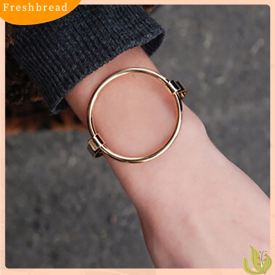 &lt; Freshbread &gt; Wanita Fashion Elegan Desain Sederhana Hoop Besar Bangle Cuff Gelang Perhiasan Hadiah