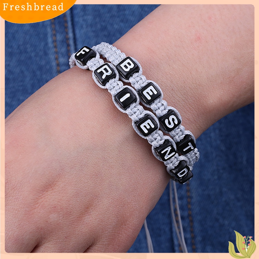 &lt; Freshbread &gt; 2Pcs/Set Unisex BEST FRIEND Letter Charm Handmade Anyaman Gelang Persahabatan