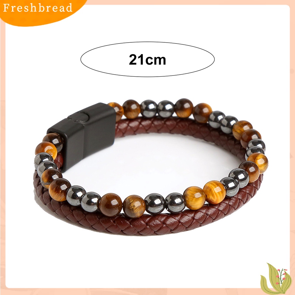 &lt; Freshbread &gt; Gelang Pria Alloy Gesper Double Layer Perhiasan Handmade Gelang Manik-Manik Untuk Pantai