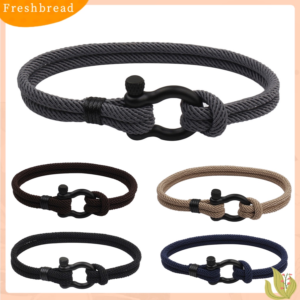 &lt; Freshbread &gt; Couple Gelang Kepribadian Handmade Geometris Baja Titanium Tapal Kuda Bentuk Gesper Braided Bracelet Perhiasan Aksesori