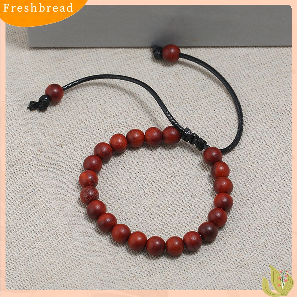 &lt; Freshbread &gt; Handmade Unisex Manik-Manik Kayu Tali Lilin Gelang Hadiah Perhiasan Tangan Rohani