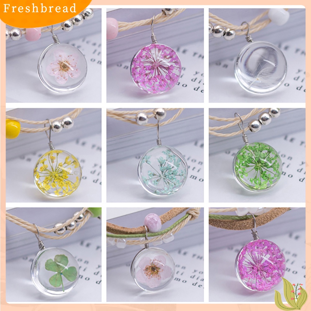 &lt; Freshbread &gt; Fashion Bola Kaca Bunga Kering Gelang Menenun Handmade Beads Women Jewelry