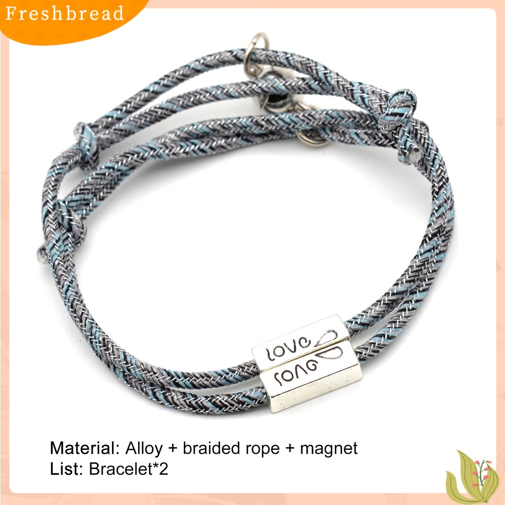 &lt; Freshbread &gt; 2Pcs Lover Bracelet ic Adjustable Braid Rope Pria Wanita Matching Bracelet Untuk Hadiah