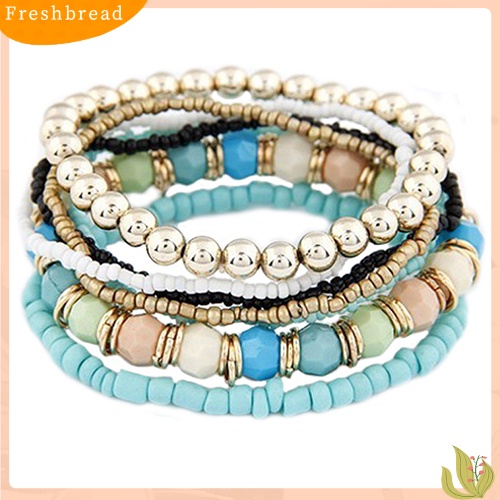 &lt; Freshbread &gt; Manik-Manik Akrilik Multilayer Gaya Bohemia Wanita Gelang Pantai Musim Panas Bangle