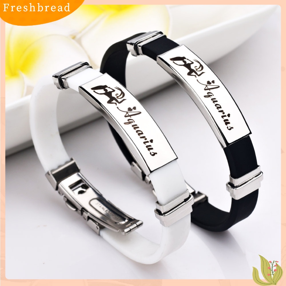 &lt; Freshbread &gt; Unisex 12stelasi Adjustable Gesper Silikon Gelang Bangle Perhiasan Hadiah